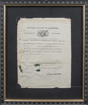 1843 Daniel Webster Signed Justice of Peace Appointment Document In 13x16 Framed Display (Beckett)